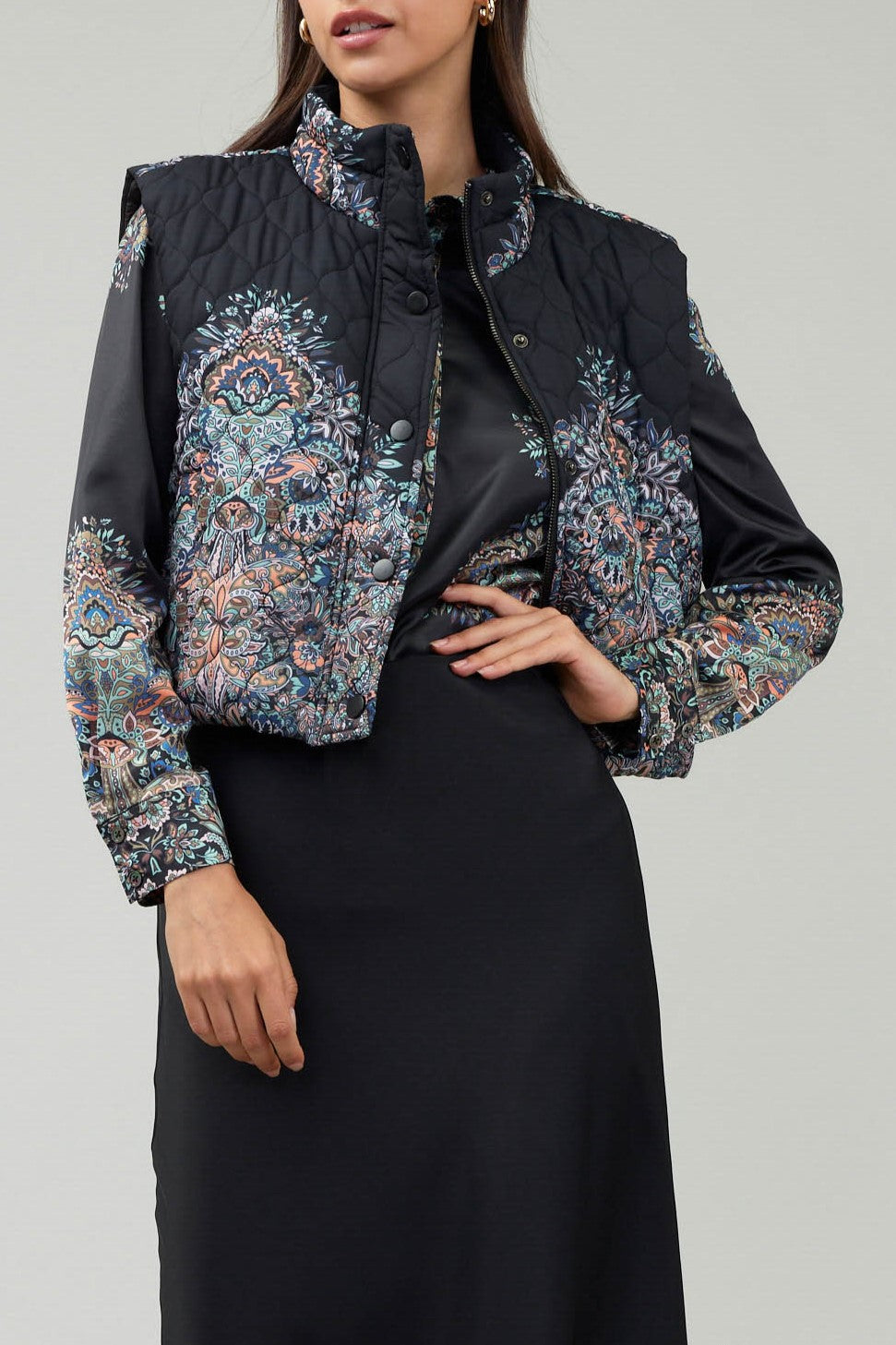 Multi-Cropped Diamond Quilted Jacket for Women